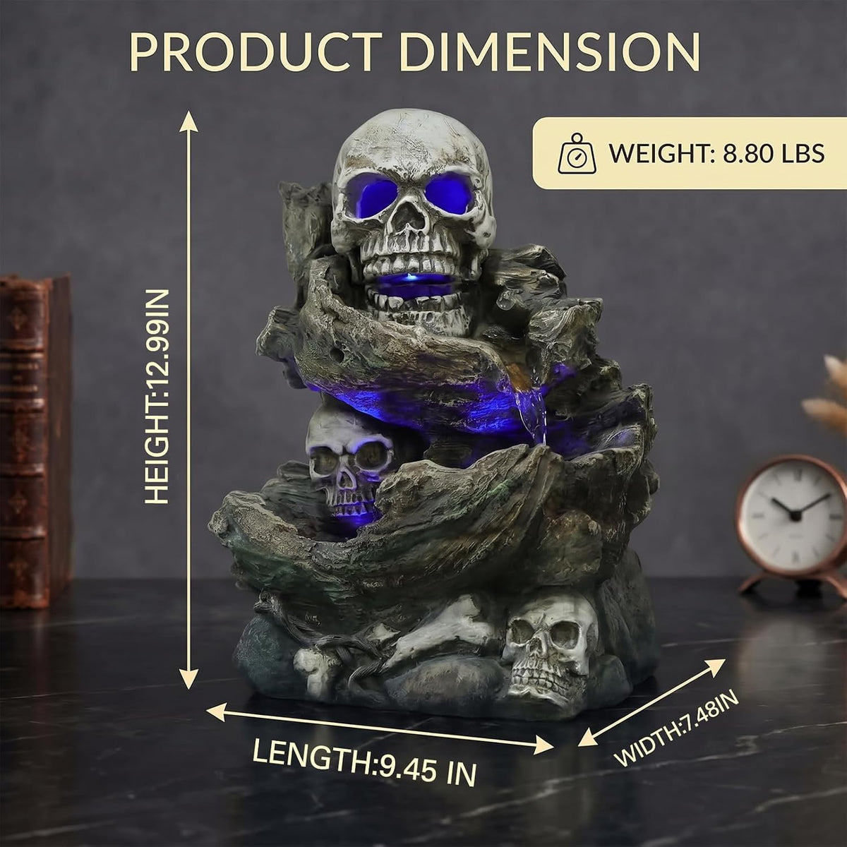 Sunlinua Natural Rocks Tabletop Water Fountain Indoor Water Fountains with 4-Tier Soothing Sound Desktop Waterfall with DIY Decoration for Meditation Desk Home Office Decor(Indoor Electrical Plug)