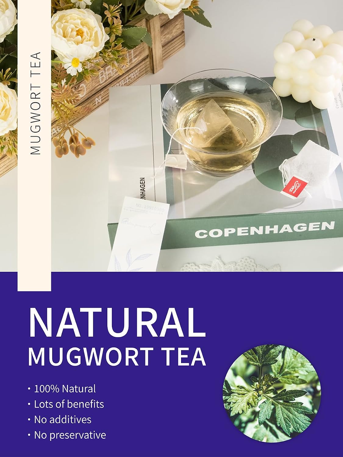 TeeLux Chamomile Tea Bags, 1.5g/bag, Pure Natural Chamomile Flowers Herbal Tea, Caffeine Free, 100 Count