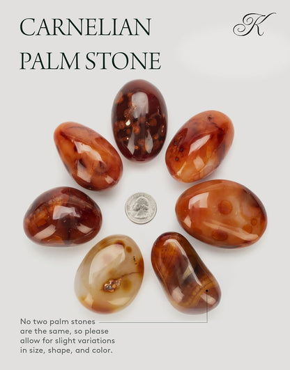 KALIFANO Palm Stone with Healing & Calming Effects - AAA+ Grade High Energy Worry Stone with Information Card - Reiki Crystal Used for Courage (Family Owned and Operated)