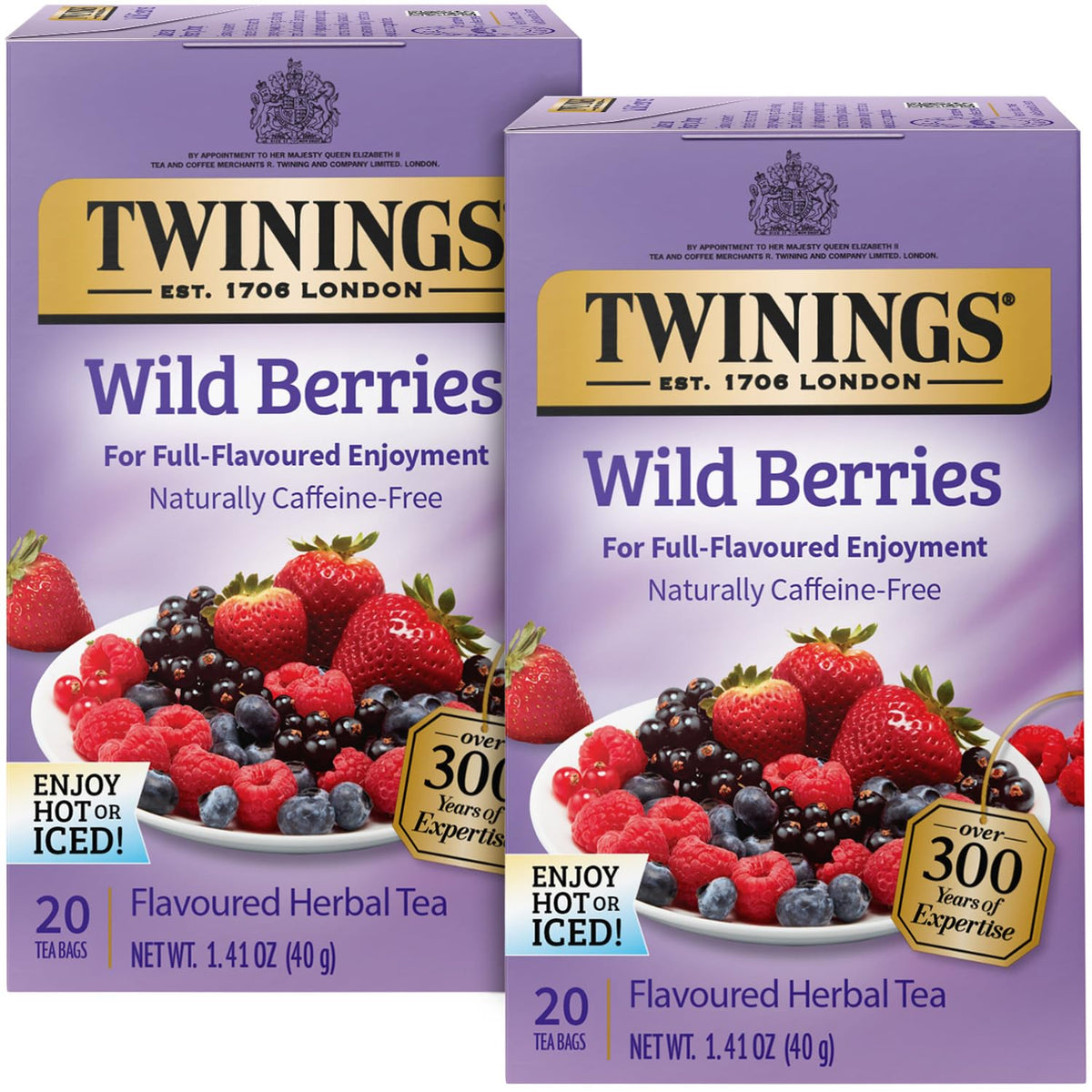 Twinings Wild Berries Herbal Tea 2-Pack, 20 Count Ea