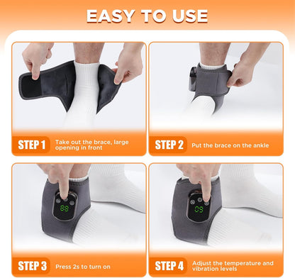 Cordless Ankle Heating Pad Neuropathy Foot Massager, FSA Eligible Items List, Ankle Massager for Pain Relief, Heated Ankle Wrap Heating Foot Massage with 5 Heats, 3 Vibration Modes