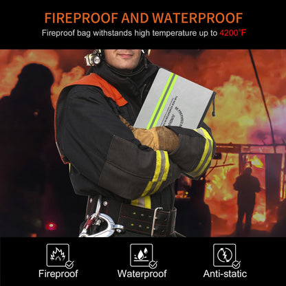 JUNDUN Fireproof Document Bags,14.2”x 10.0”Waterproof Fireproof