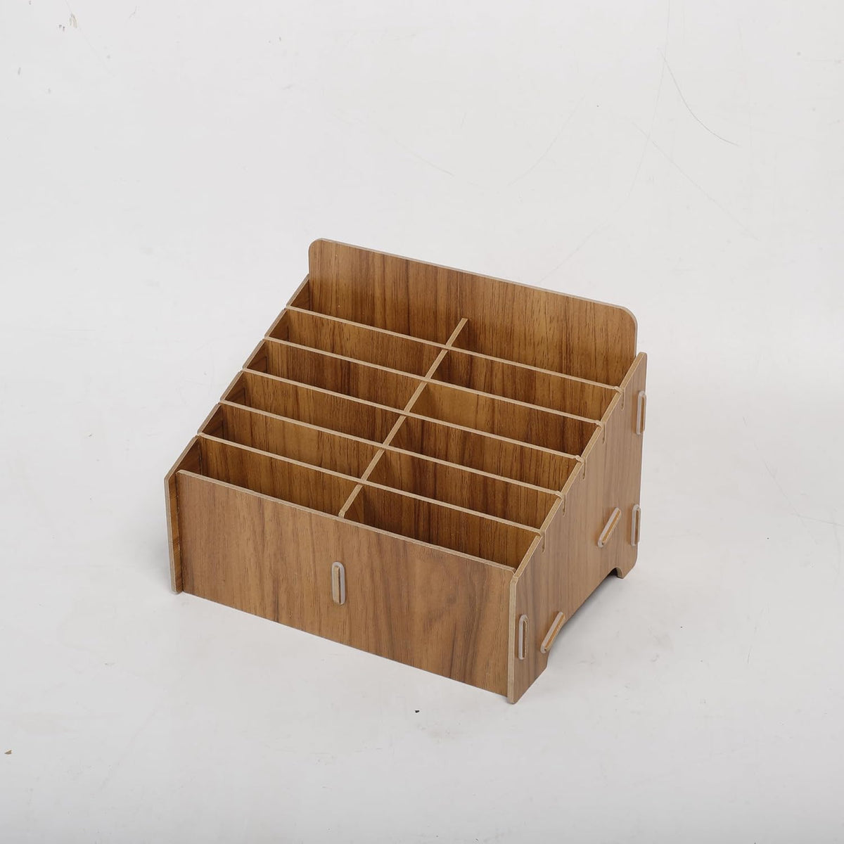 Wooden Display Cell Phone Rack, Phone Storage Rack Brown 12 Slot