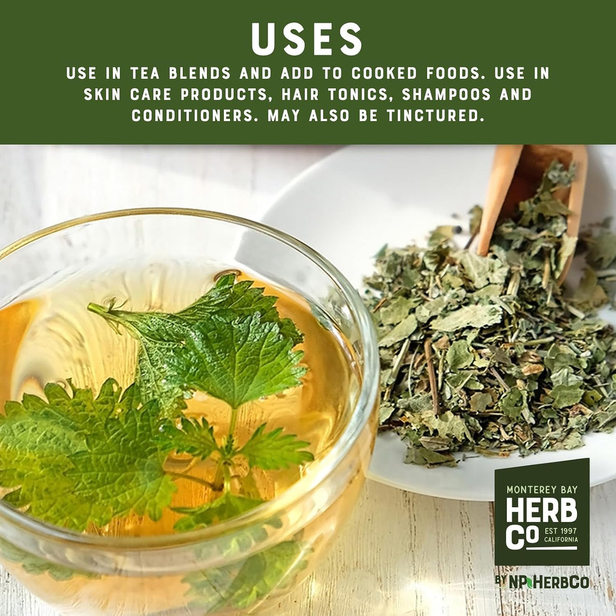 Nettle Leaf Cut & Sifted, by Herb Co, Premium Dried Urtica dioica for Herbal Teas, Cooking, Natural Skincare, and Crafting Uses, 1/4 lb