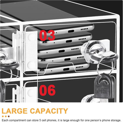 Cell Phone Locker Box 9 Slots, Wall-Mounted, with Door Locks & Keys