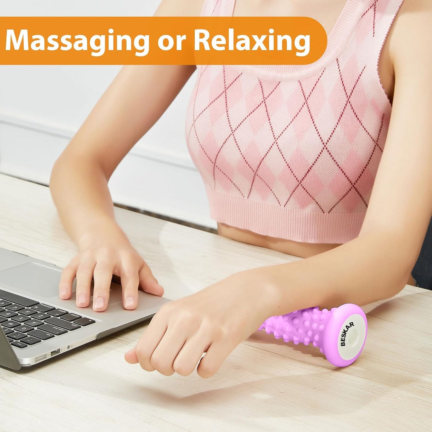 BESKAR Foot Massager Roller for Plantar Fasciitis Relief, Portable, Deep Tissue Muscle Massage, Foot Arch and Heel Pain, Reflexology Tool