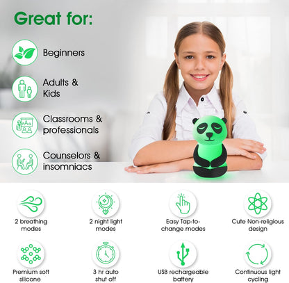 Calm Collective Peaceful Panda Breathing Trainer Light for Calming Stress, Anxiety Relief Items for ADHD, Mindfulness Meditation Tools for Depression, Great Self Care and Mental Health Gifts
