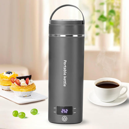 Travel Electric Kettle Portable Mini Kettle,Small Hot Water Boiler with 4 Temperature Settings,304 Stainless Steel,Fast Boiling Water with Auto Shut-Off and Boil Dry Protection,400ml (Beige, 400ML)