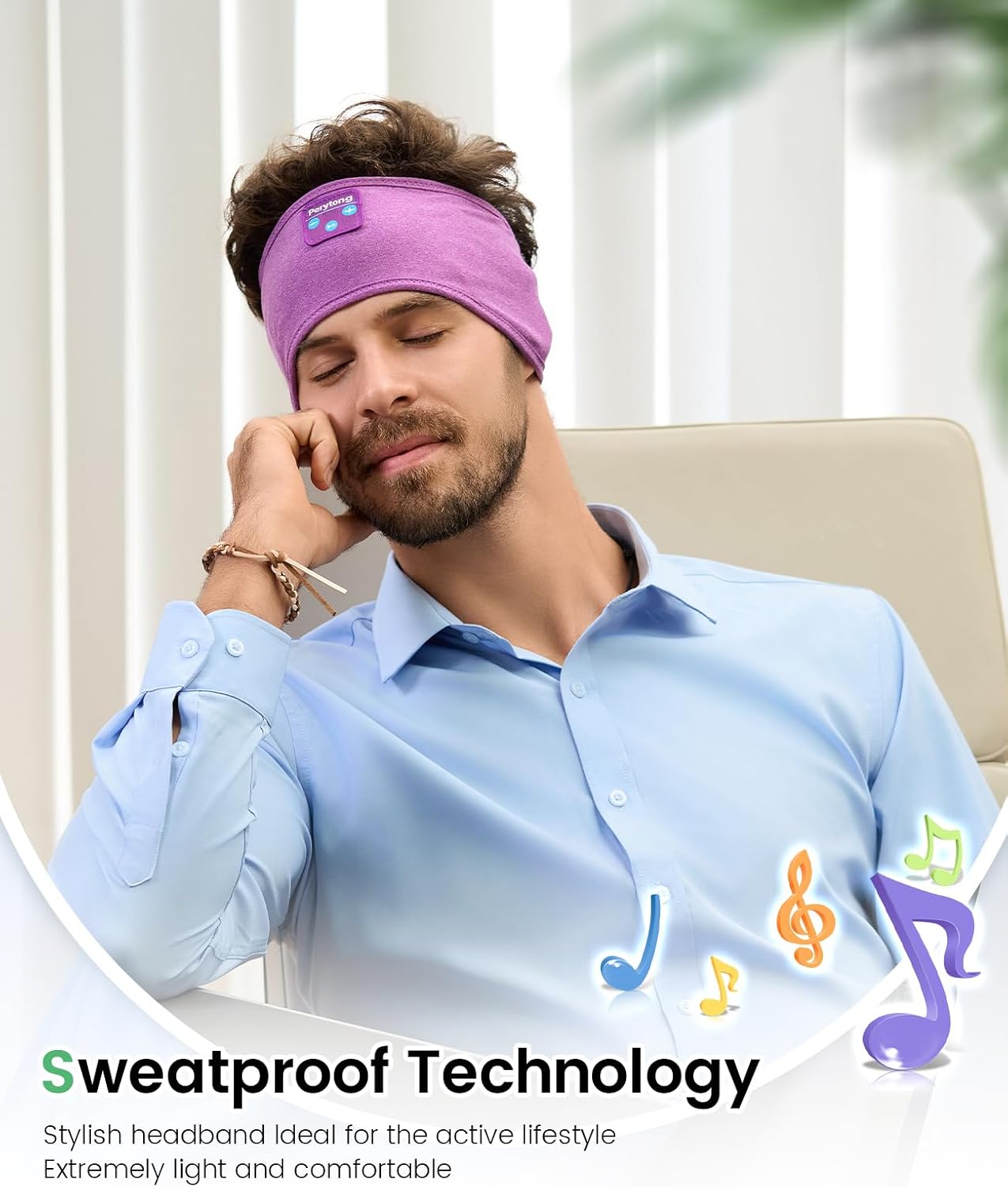 Perytong Sleep Headphones Wireless, Bluetooth Sports Headband Headphones with Ultra-Thin HD Stereo Speakers Perfect for Sleeping,Workout,Jogging,Yoga,Insomnia, Air Travel, Meditation (Grey)