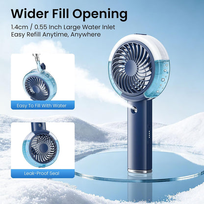HandFan Upgraded Misting Fan with LED Display – Extreme Cooling Portable Handheld Fan with Water Mist Spray, 50% Stronger Airflow & Quieter, USB Rechargeable for Travel/Park/Disney/Beach/Concert/Game