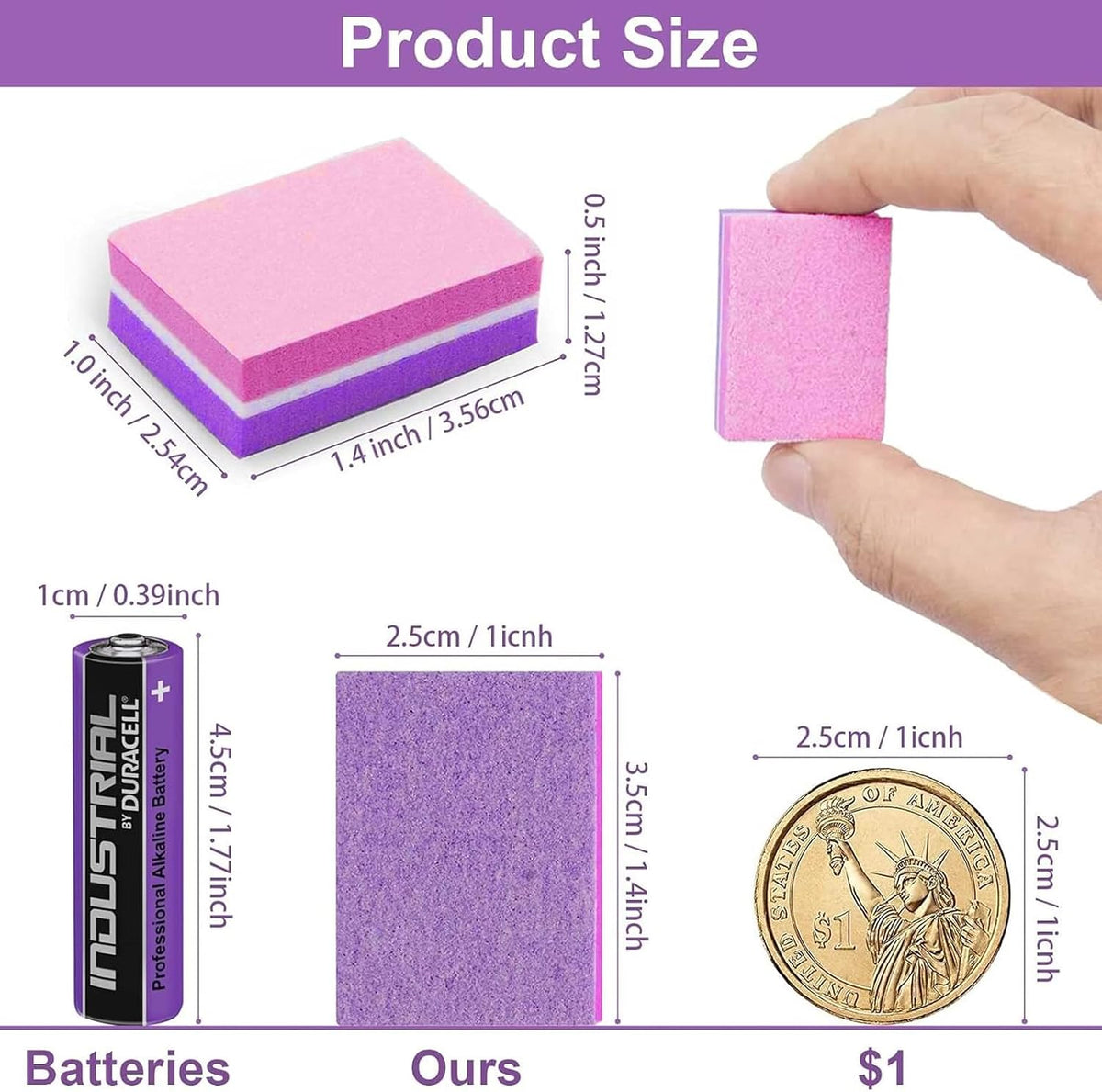 CGBE Nail Buffer (50 Pack), Buffer Block Nail File 100/180 Grit, Mini Nail Buffers Block Sponge Double Sided Nail File for Acrylic Nails Manicure Tools (Pink-Purple)