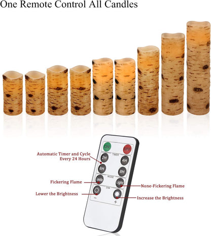 Vinkor Flameless Candles Battery Operated Candles Real Wax Pillar LED Candles with 10-Key Remote and Cycling 24 Hours Timer (Ivory 4" 5" 6" 7" 8" 9")