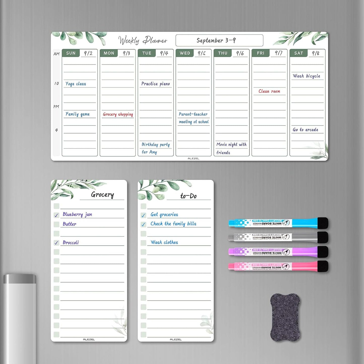 ALEZEL Magnetic Weekly Calendar Whiteboard for Fridge