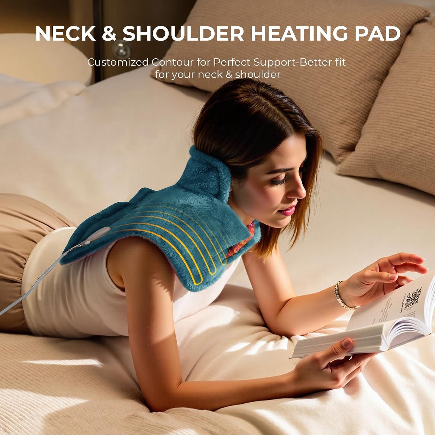 VAAGHANM Heating Pad: Electric Heat Pad -Weighted Instant Heating Pads for Neck and Shoulders-6 Heat Options & 6 Auto Timer Mode-Gift for Women Mom