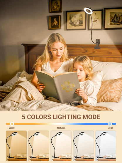 Clip on Light,10 RGB Colors+10 Brightness Small Desk Lamp with Clamp Light