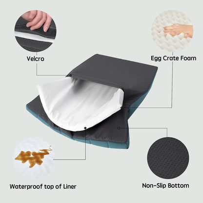 BALANCE Dog Crate Bed, Orthopedic Dog Bed Pad with Waterproof Liner, Washable Crate Foam Pet Mat for Large, Medium, Puppy Dogs Breeds, Mint Leaf, 36“x23”x1.6“
