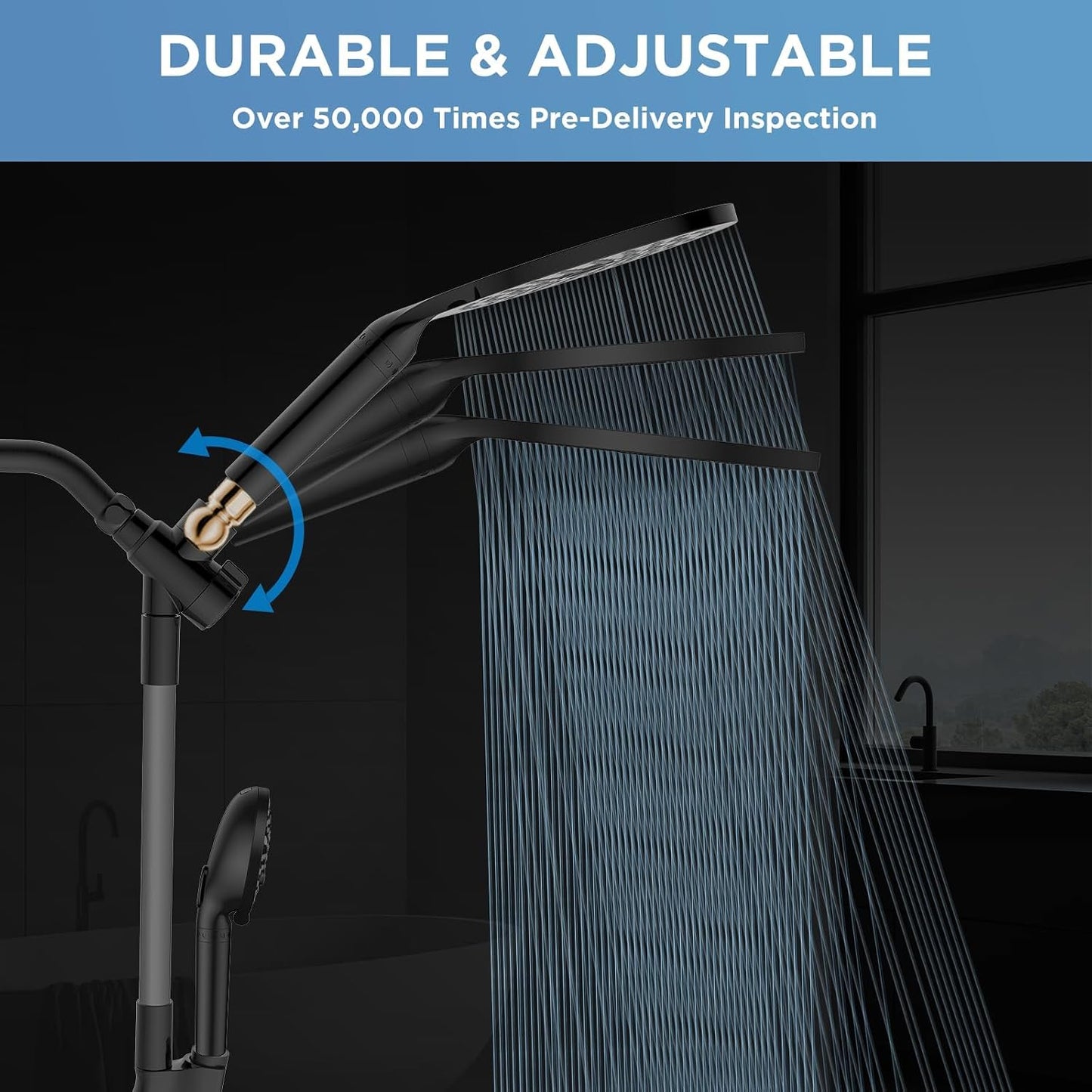 MakeFit Filtered Rain Shower Head with Handheld Combo High Pressure 12'' Rainfall Shower Heads & Hidden Detachable Wand Dual Showerhead Water Softener for Hard Water Easy Filter Replacement