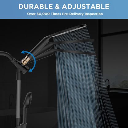 MakeFit Filtered Rain Shower Head with Handheld Combo High Pressure 12'' Rainfall Shower Heads & Hidden Detachable Wand Dual Showerhead Water Softener for Hard Water Easy Filter Replacement