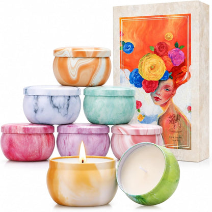 Scented Candles Gift Set for Women, 4 Pack Soy Wax Candles in Classic Bohemian Tins, Aromatherapy Candle Set, Birthday Gifts for Mom, Thank You Gifts