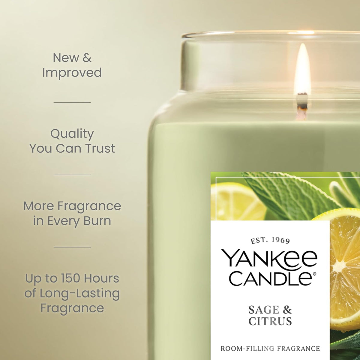 Yankee Candle Sage & Citrus Scented Candle, 22oz Large Jar