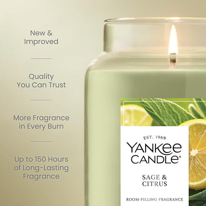 Yankee Candle Sage & Citrus Scented Candle, 22oz Large Jar