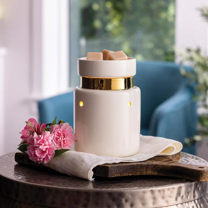 Candle Warmers ETC. Illumination Fragrance Warmer- Light-Up Warmer for Warming Scented Candle Wax Melts and Tarts or to Freshen Room, White Harmony