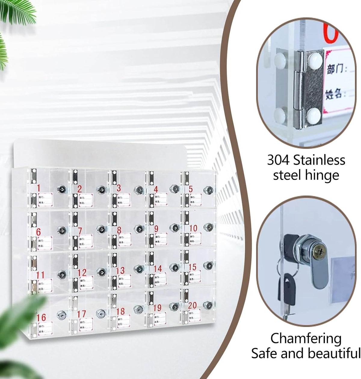Acrylic Phone Charging Station with 40 Slots,Lockable Wall-Mounted for Employees,Office,School,Factory,Gym - Secure Mobile Device Storage Solution