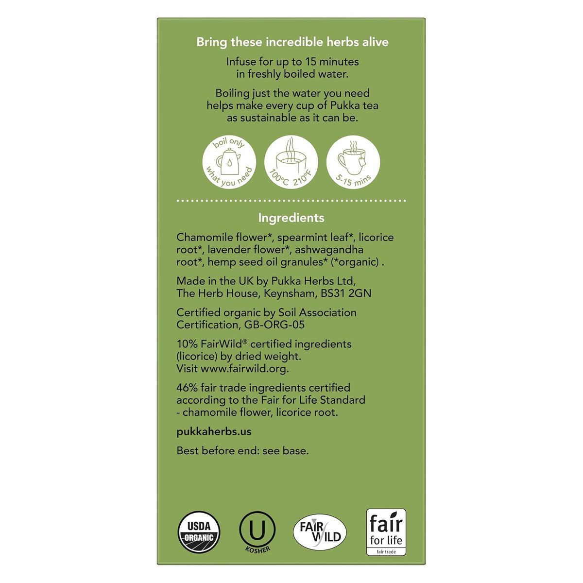 Pukka Organic Tea Bags, Spearmint, Ashwagandha, and Hemp Seed Oil, Peace Herbal Tea, 20 Count (Pack of 3)