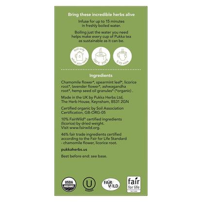 Pukka Organic Tea Bags, Spearmint, Ashwagandha, and Hemp Seed Oil, Peace Herbal Tea, 20 Count (Pack of 3)