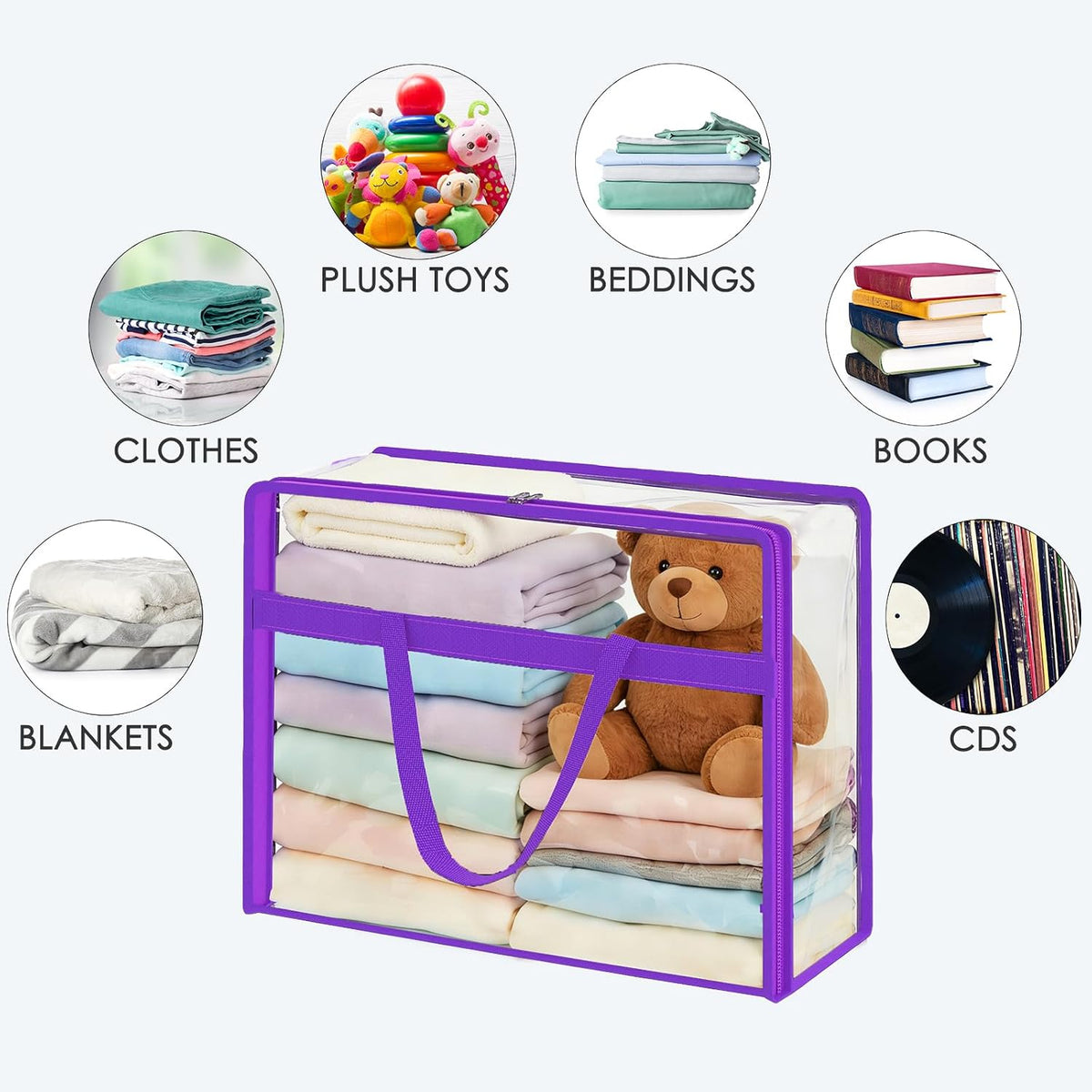 Blanket Storage Bags Extra Large 60L 4 Pack Clothes Organizer