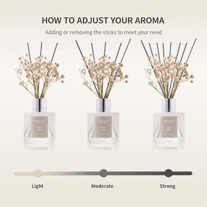 Airkeep Reed Diffuser Set,3.38 fl oz (100 ml) - Clean Linen Oil Diffusers with 8 Reed Sticks,Home Fragrance Reed Diffuser for Bathroom Shelf Decor