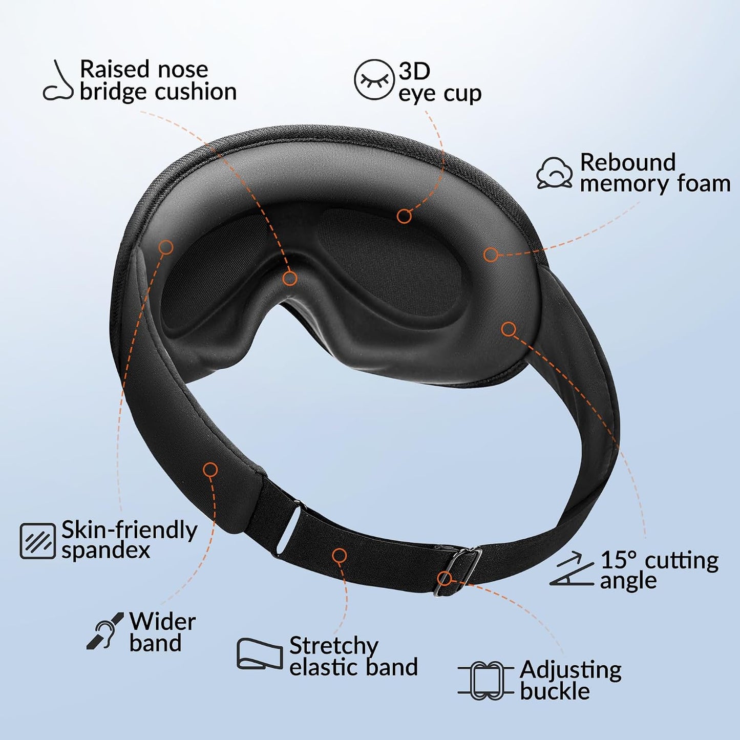 Weighted Blackout Sleep Mask for Men, 3D Contoured Zero Eye Pressure, Lash-Friendly Deep Eye Cups, Adjustable Slide Buckle Strap, Office Nap & Business Travel Essential, Relaxation Gift for Him(Black)