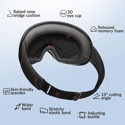 Weighted Blackout Sleep Mask for Men, 3D Contoured Zero Eye Pressure, Lash-Friendly Deep Eye Cups, Adjustable Slide Buckle Strap, Office Nap & Business Travel Essential, Relaxation Gift for Him(Black)