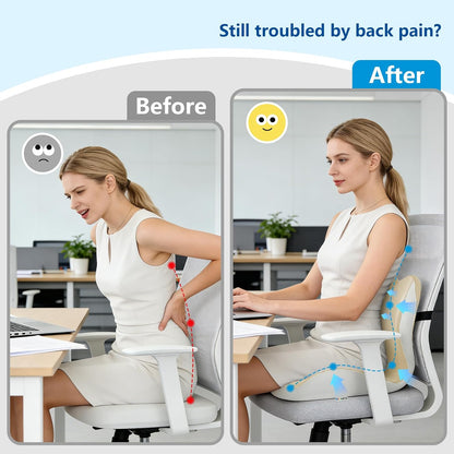 2026 Upgraded Orthopedic Memory Foam Seat Cushion with Adjustable Strap, Coccyx & Sciatica Pain Relief, Washable Non-Slip, Ergonomic Support for Office Chair, Car & Wheelchair (Dark Grey)
