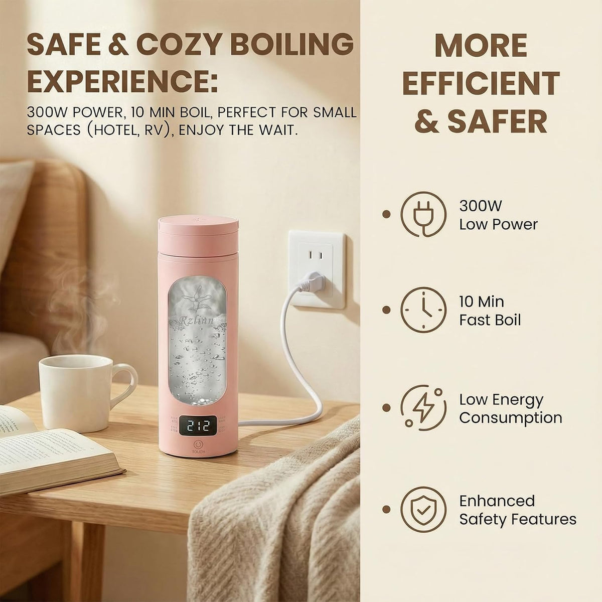 Portable Electric Kettle For Travel, 120V, 450ml, 4 Temperature Control