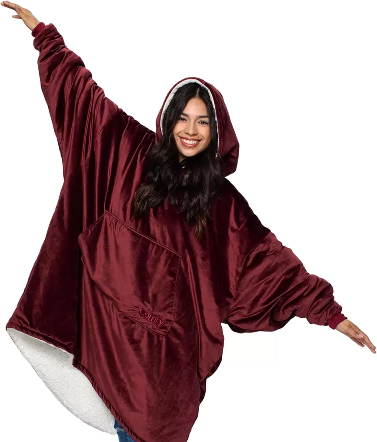 THE COMFY Original | From Shark Tank | Patented | Oversized Sherpa Wearable Blanket Hoodie| Gift for Women & Men | One Size
