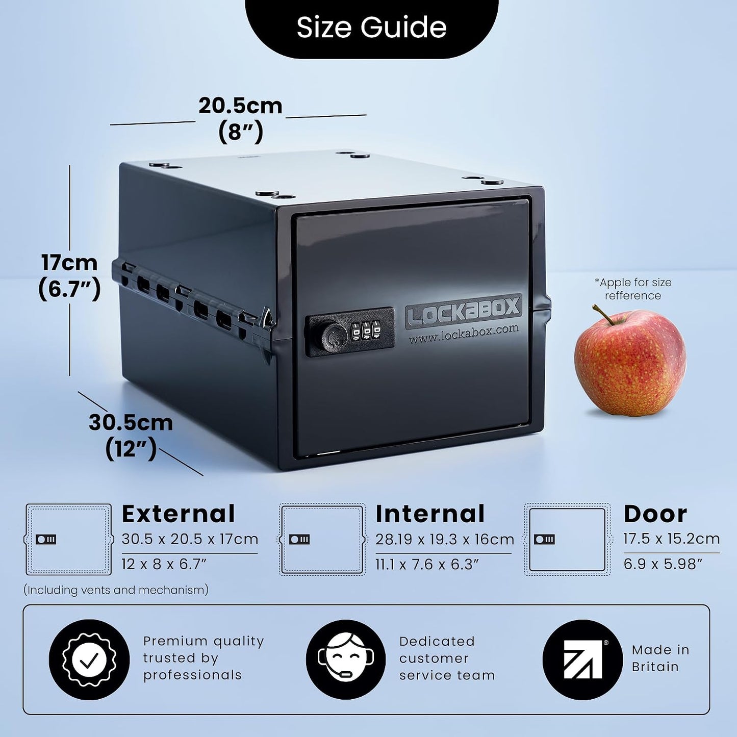 Lockabox One™ | Premium Lock Box | Medium Combination Lock Box For Food, Medicine & Home Safety | External Size 12 x 8 x 6.6 inches (Crystal)