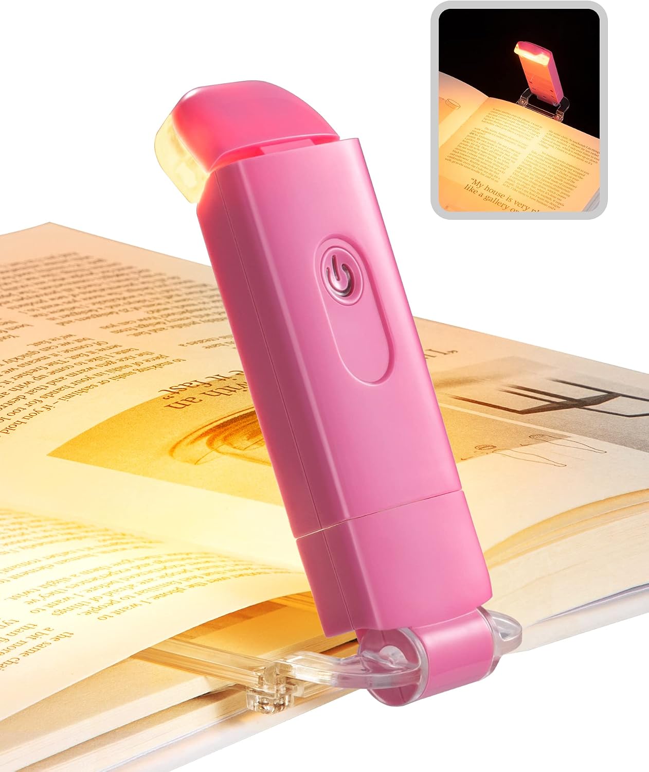 DEWENWILS Book Reading Light, Amber Warm Clip On LED with 3 Adjustable Brightness for Eye Protection, Rechargeable USB, Perfect for Bookworms, Kids (White)