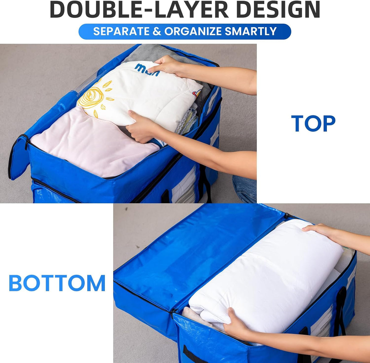 TAILI Blue Extra Large Moving Bags,Storage Bags with Visible Window