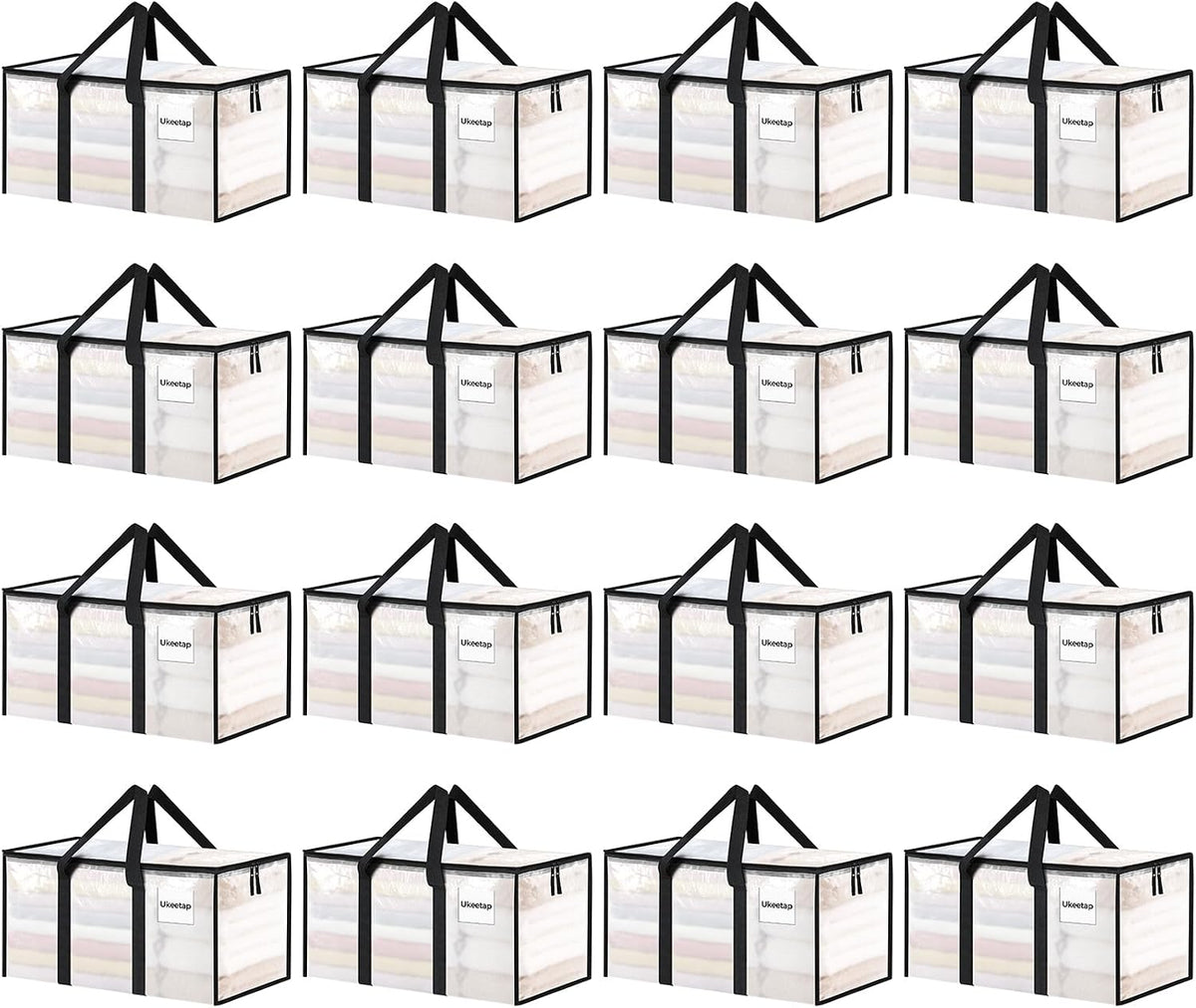 ukeetap Extra Large Clothes Storage Bins with Lids, Clear