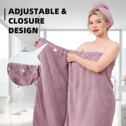Towel Wrap for Women, Women'S Soft Wrap Towel Full Length，Bath Robe After Shower Female Plush Long，Spa Bathrobes Lightweight