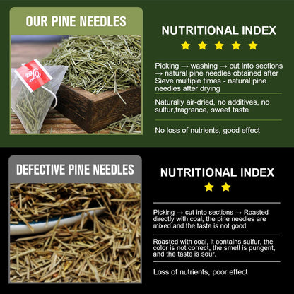 Organic Pine Needle Tea Bags - 100% Pure Natural Dried Pine Needles Herbal Tea, Effectively Antioxidant & Immune Support, Caffeine Free, 30 Tea Bags
