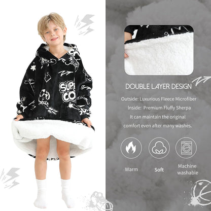 Aemicion Strawberry Blanket Hoodie,Oversized Sherpa Wearable Hooded Blanket,Warm Cozy Sweatshirt Gifts for Women Girls Adult