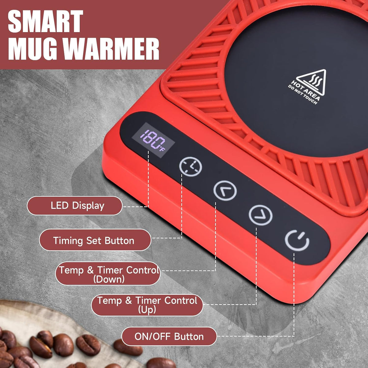 Mug Warmer - Electric Coffee Mug Warmer for Desk with Temperature Display
