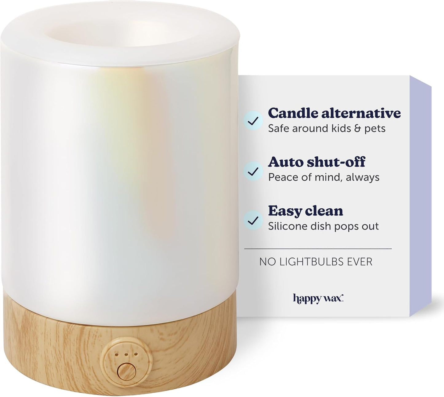 Happy Wax Marble Signature Wax Melt Warmer for Scented Wax Melts, Cubes & Tarts – Electric Wax Melter with Automatic Timer and No Scrape Silicone Dish for Easy Wax Removal