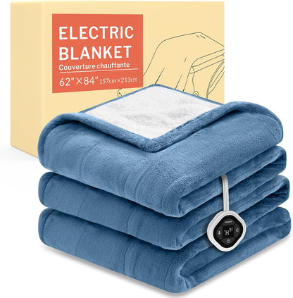 HOMLYNS LuxeHeat Heated Blanket Electric Blanket, Soft Flannel Sherpa Heated Throw, Heating Blanket with 5 Heat Settings, 3 hrs Timer Auto Shut Off (50x60 inches, Purple), Only for 120V Voltage Use