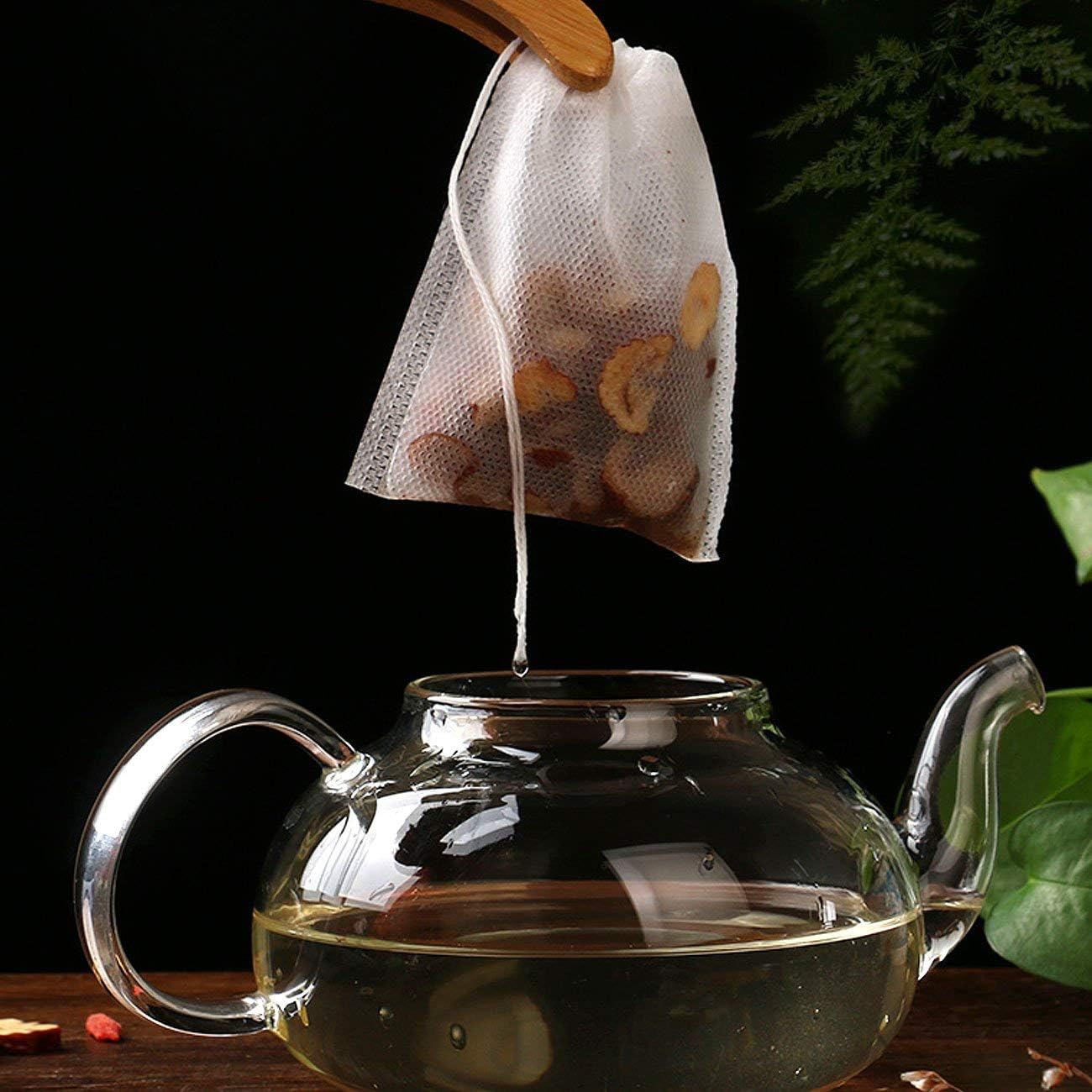 300Pcs Disposable Tea Bags for Loose Leaf Tea, Empty Tea Bags for Loose Tea, 100% Natural Wood Pulp Paper Material, Unbleached Tea Filter Bags with Drawstring