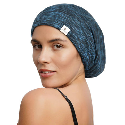 YANIBEST Hair Cover Bonnet Satin Sleep Cap - Adjustable Stay on Silk Lined Slouchy Beanie for Night Sleeping Surgical Hats Pure Black