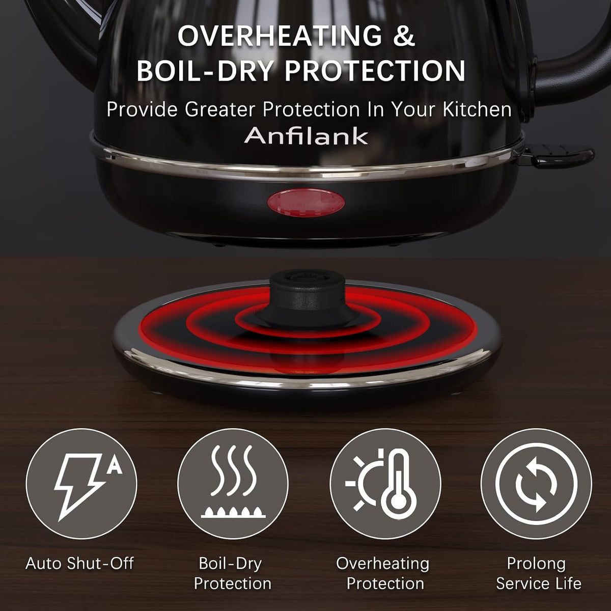 Anfilank Electric Gooseneck Kettle, 1L 1500WFast Boil, 100% Stainless Steel BPA Free Pour-Over Coffee & Tea Kettle,Water Boiler with Auto Shut & Boil-Dry Protectio,Green