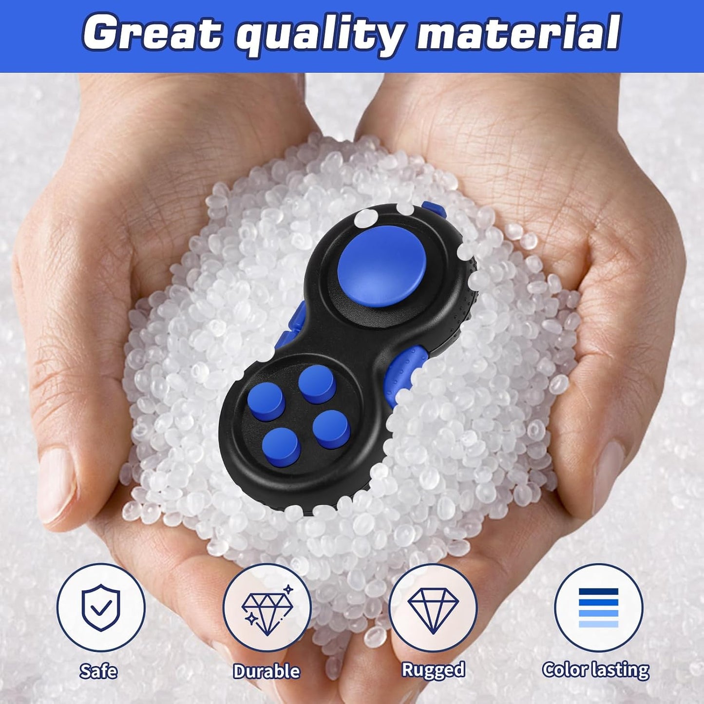 Original Fidget Toy Game, Rubberized Classical Controller Fidget Concentration Toy with 8-Fidget Functions and Lanyard - Excellent for Relieving Stress and Anxiety